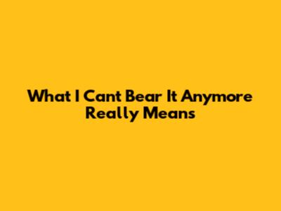 What "I Can't Bear It Anymore" Really Means