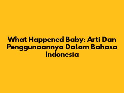 What Happened Baby: Arti Dan Penggunaannya Dalam Bahasa Indonesia
