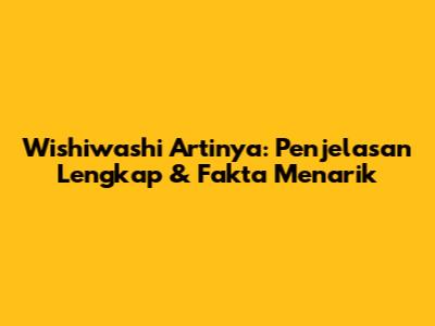 Wishiwashi Artinya: Penjelasan Lengkap & Fakta Menarik