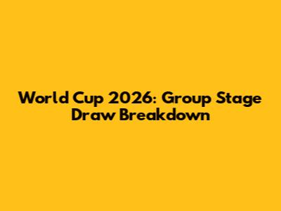 World Cup 2026: Group Stage Draw Breakdown