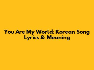 You Are My World: Korean Song Lyrics & Meaning