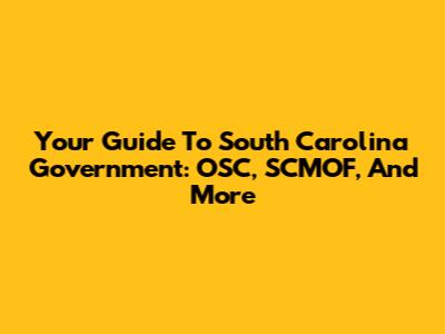 Your Guide To South Carolina Government: OSC, SCMOF, And More