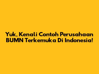 Yuk, Kenali Contoh Perusahaan BUMN Terkemuka Di Indonesia!