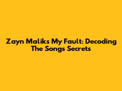Zayn Malik's 'My Fault': Decoding The Song's Secrets