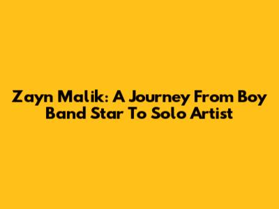 Zayn Malik: A Journey From Boy Band Star To Solo Artist