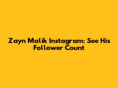 Zayn Malik Instagram: See His Follower Count