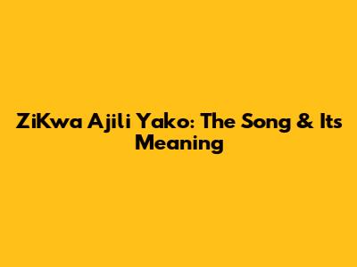 ZiKwa Ajili Yako: The Song & Its Meaning