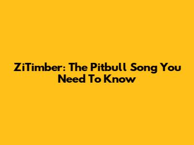 ZiTimber: The Pitbull Song You Need To Know