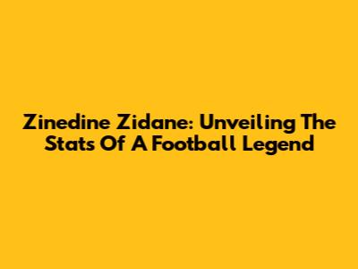 Zinedine Zidane: Unveiling The Stats Of A Football Legend